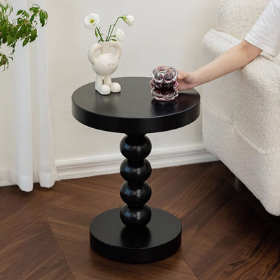 Modern Minimalist Wood Round End Table 1-Tier For Living Room