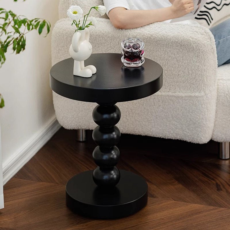 Modern Minimalist Wood Round End Table 1-Tier For Living Room