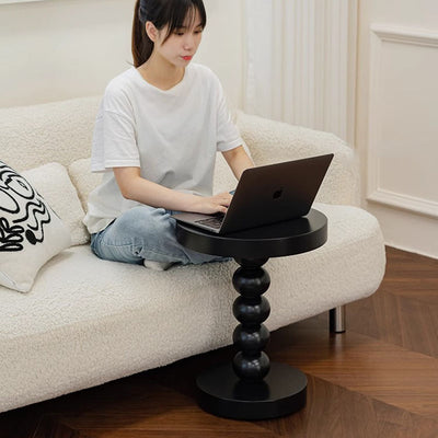 Modern Minimalist Wood Round End Table 1-Tier For Living Room