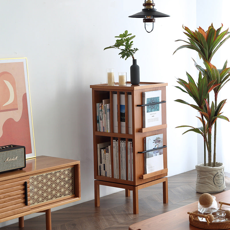 Contemporary Scandinavian Pine Cherrywood Rectangular Bookshelves 3-Tier For Home Office