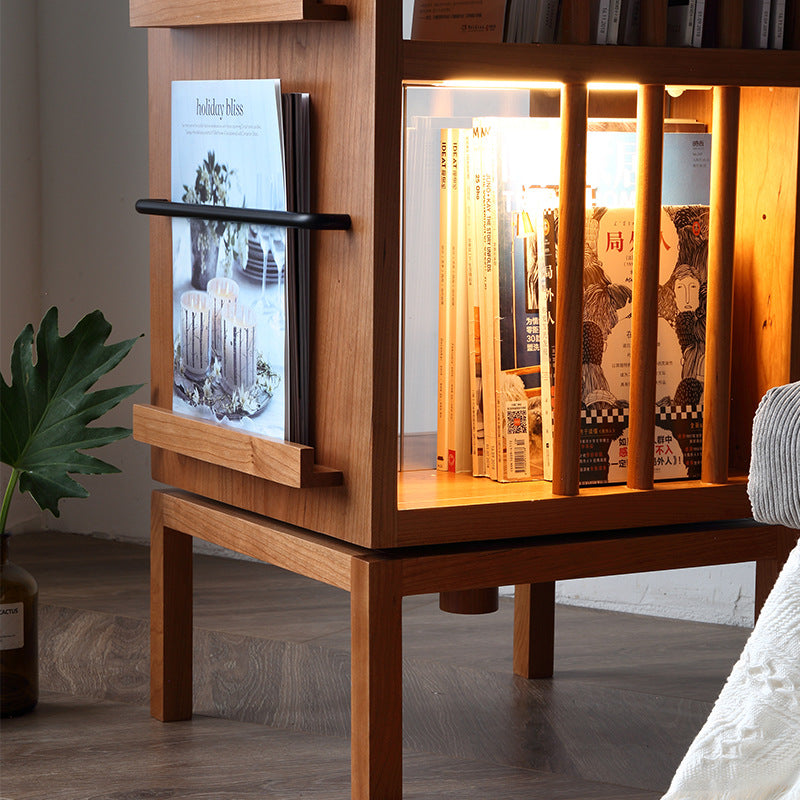 Étagères rectangulaires contemporaines en pin scandinave et bois de cerisier à 3 niveaux pour bureau à domicile 