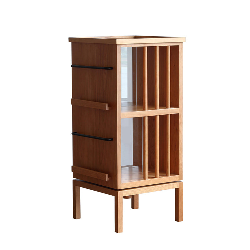 Contemporary Scandinavian Pine Cherrywood Rectangular Bookshelves 3-Tier For Home Office