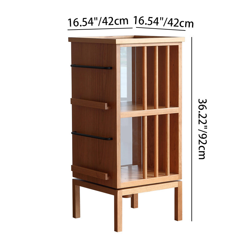 Contemporary Scandinavian Pine Cherrywood Rectangular Bookshelves 3-Tier For Home Office