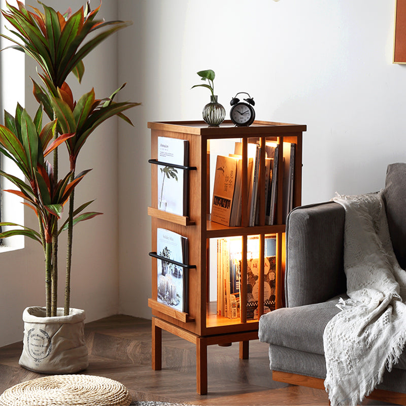 Contemporary Scandinavian Pine Cherrywood Rectangular Bookshelves 3-Tier For Home Office