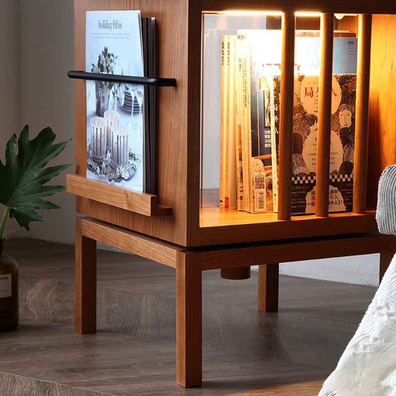 Étagères rectangulaires contemporaines en pin scandinave et bois de cerisier à 3 niveaux pour bureau à domicile 