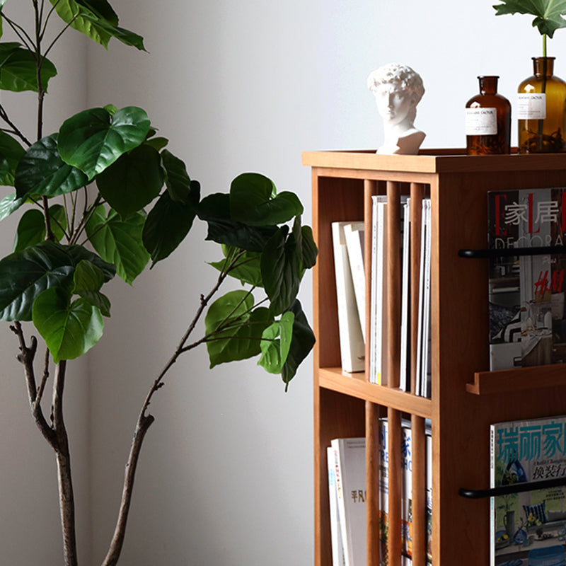 Contemporary Scandinavian Pine Cherrywood Rectangular Bookshelves 3-Tier For Home Office