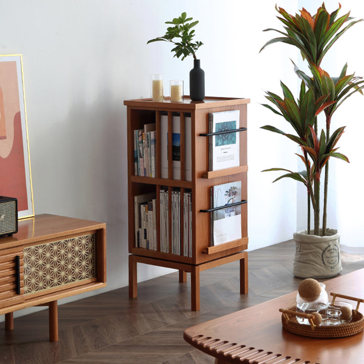 Étagères rectangulaires contemporaines en pin scandinave et bois de cerisier à 3 niveaux pour bureau à domicile 