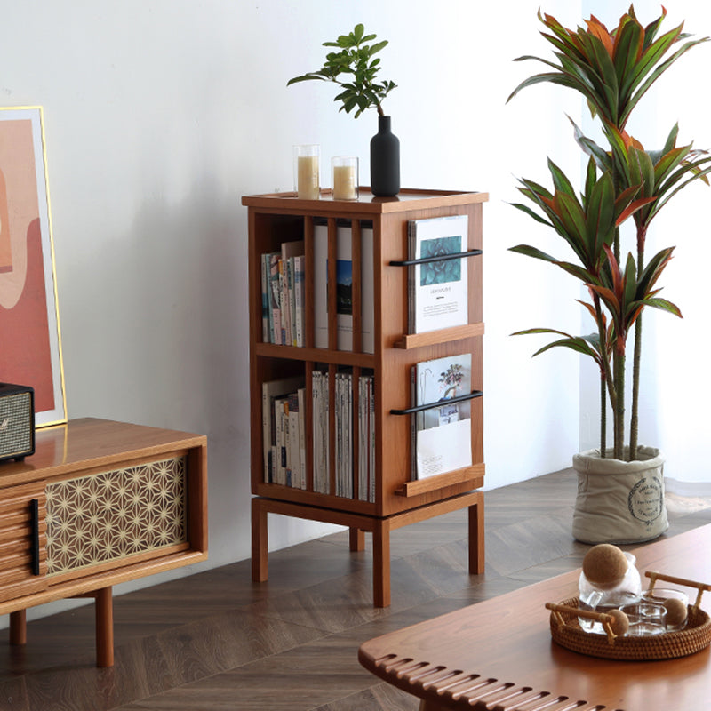Contemporary Scandinavian Pine Cherrywood Rectangular Bookshelves 3-Tier For Home Office