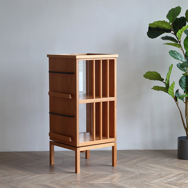 Contemporary Scandinavian Pine Cherrywood Rectangular Bookshelves 3-Tier For Home Office