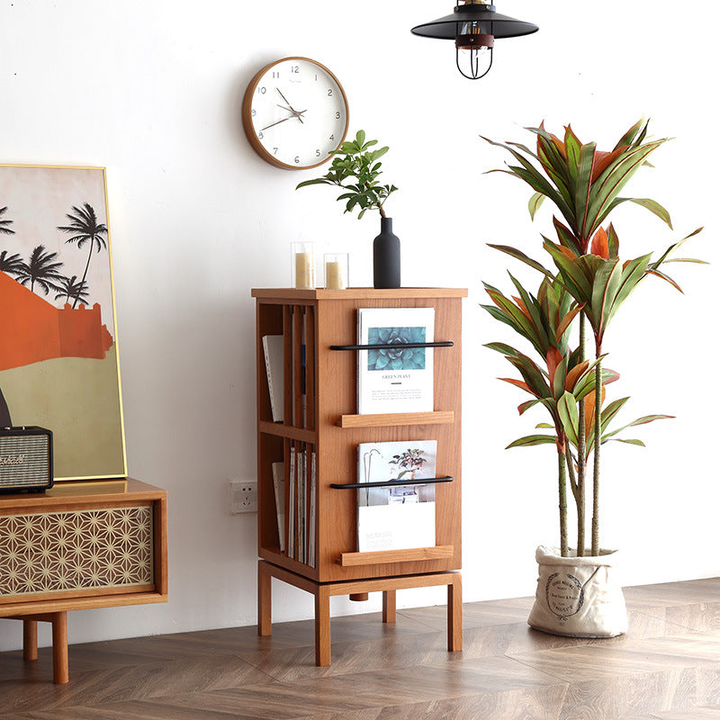 Contemporary Scandinavian Pine Cherrywood Rectangular Bookshelves 3-Tier For Home Office