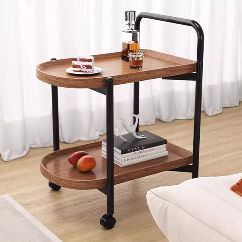 Modern Minimalist MDF Carbon Steel Arched Movable Side Table 2-Tier For Living Room