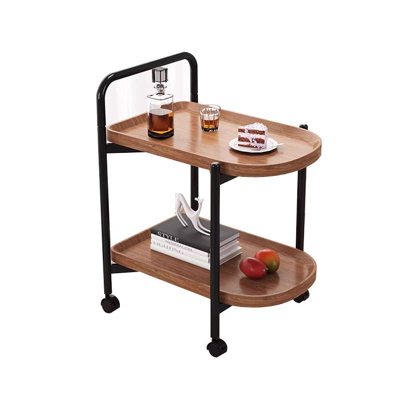 Modern Minimalist MDF Carbon Steel Arched Movable Side Table 2-Tier For Living Room