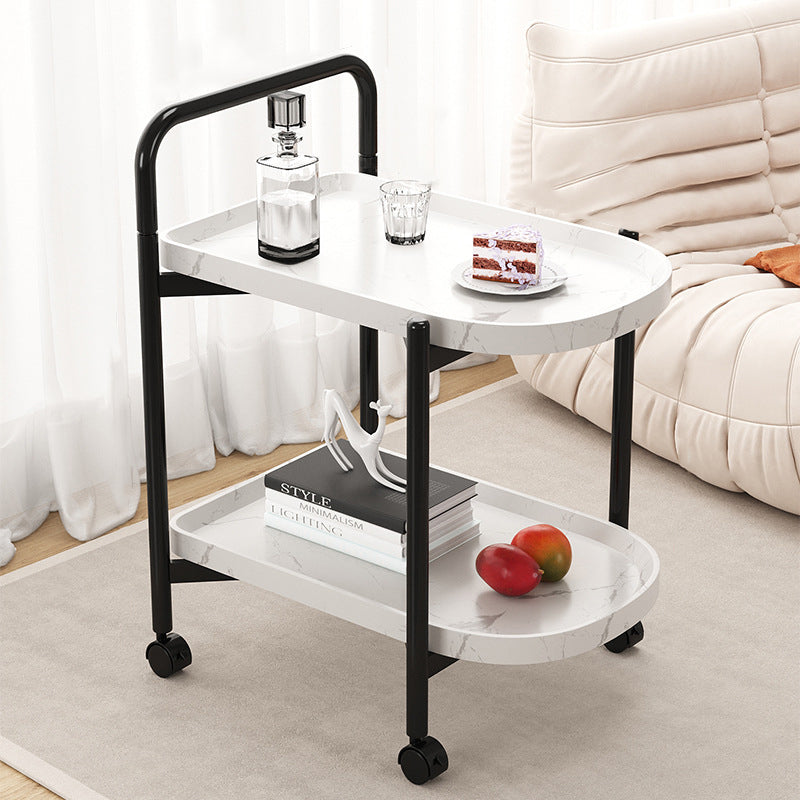Modern Minimalist MDF Carbon Steel Arched Movable Side Table 2-Tier Fo ...