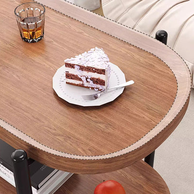 Modern Minimalist MDF Carbon Steel Arched Movable Side Table 2-Tier For Living Room