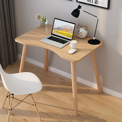 Contemporary Scandinavian MDF Wood Curved Rectangular Desk 1-Tier For Home Office
