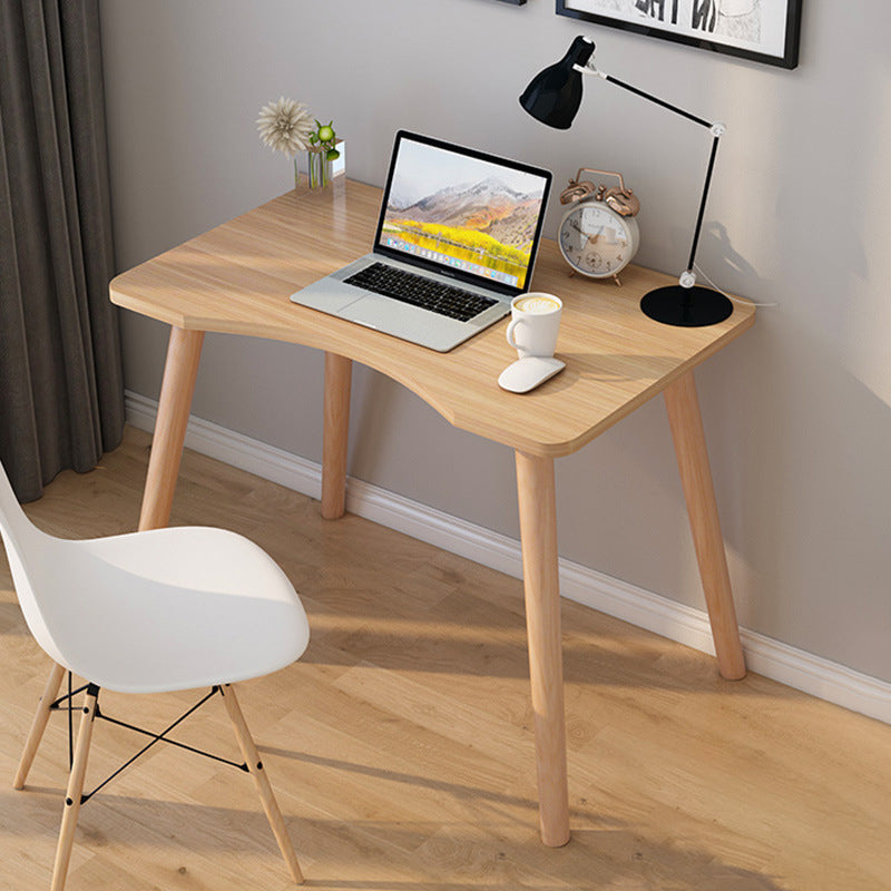 Contemporary Scandinavian MDF Wood Curved Rectangular Desk 1-Tier For Home Office