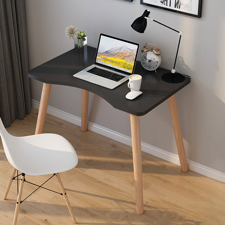Moderner skandinavischer geschwungener rechteckiger Schreibtisch aus MDF und Massivholz, 1-stöckig, für das Homeoffice 