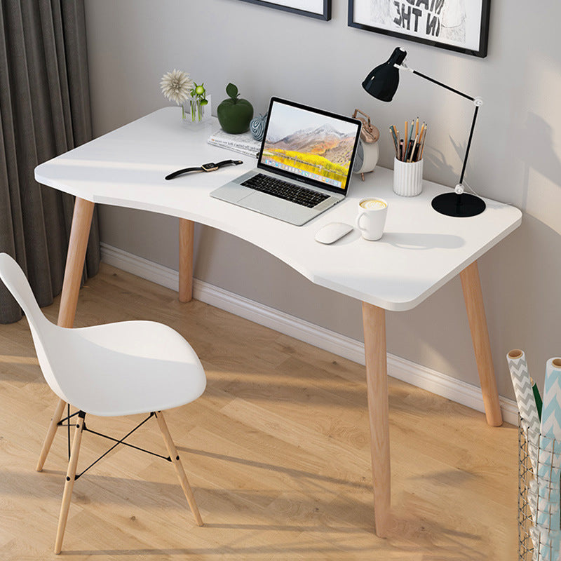 Moderner skandinavischer geschwungener rechteckiger Schreibtisch aus MDF und Massivholz, 1-stöckig, für das Homeoffice 