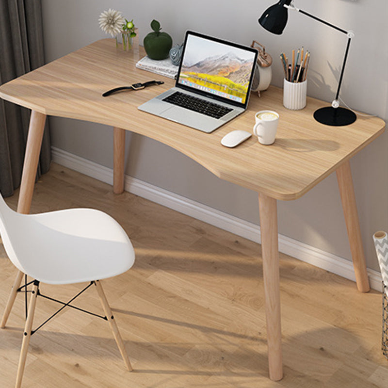 Contemporary Scandinavian MDF Wood Curved Rectangular Desk 1-Tier For Home Office