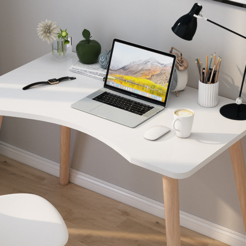 Contemporary Scandinavian MDF Wood Curved Rectangular Desk 1-Tier For Home Office