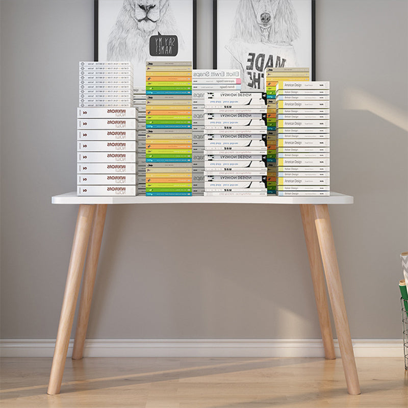 Moderner skandinavischer geschwungener rechteckiger Schreibtisch aus MDF und Massivholz, 1-stöckig, für das Homeoffice 