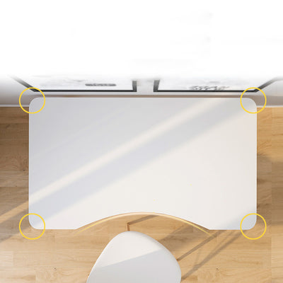 Contemporary Scandinavian MDF Wood Curved Rectangular Desk 1-Tier For Home Office