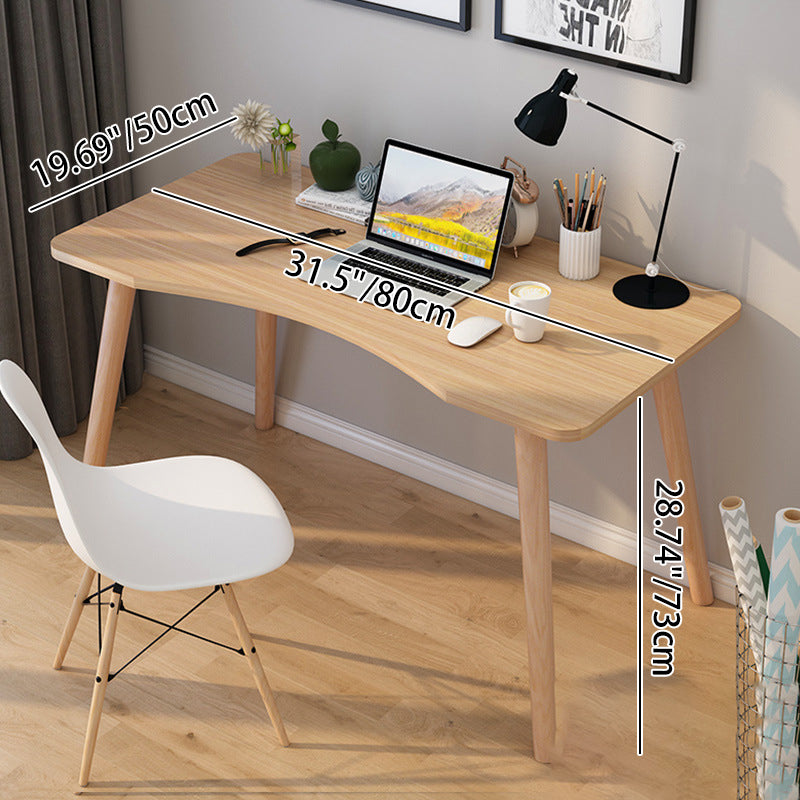 Contemporary Scandinavian MDF Wood Curved Rectangular Desk 1-Tier For Home Office