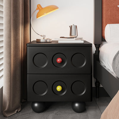 Contemporary Scandinavian Wood Square Nightstand 2-Drawer For Bedroom