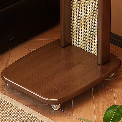 Modern Minimalist Bamboo MDF Weaving Movable Square End Table 2-Tier For Living Room