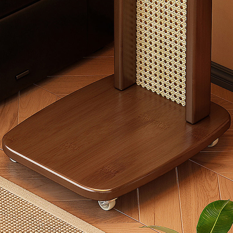 Modern Minimalist Bamboo MDF Weaving Movable Square End Table 2-Tier For Living Room