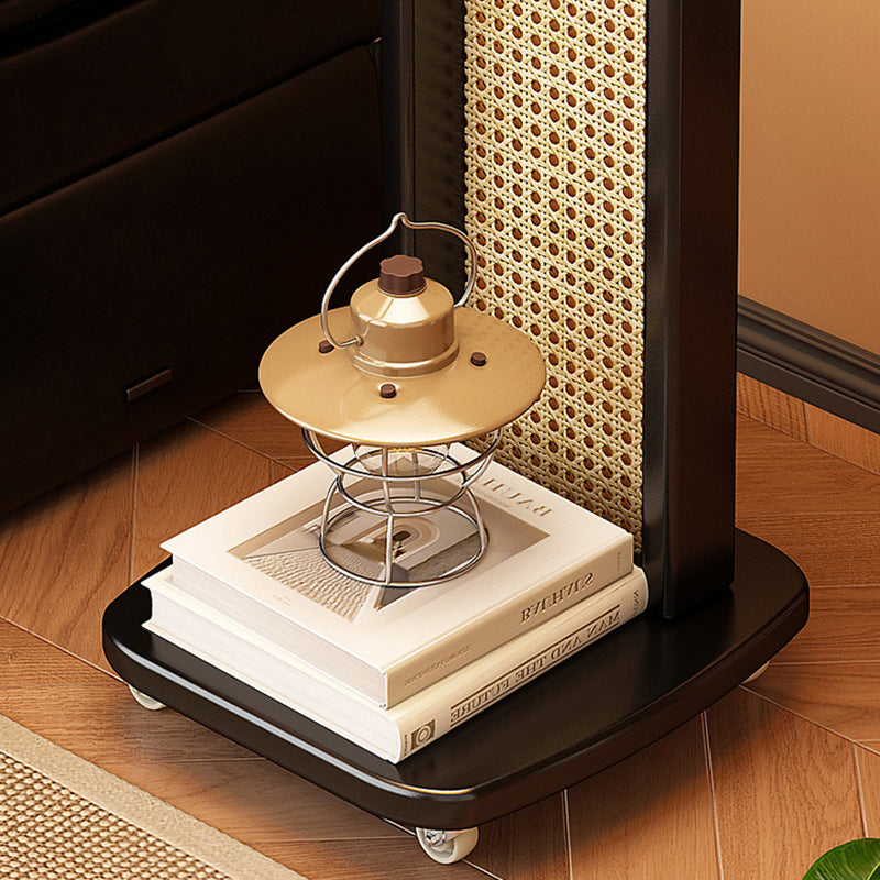 Modern Minimalist Bamboo MDF Weaving Movable Square End Table 2-Tier For Living Room