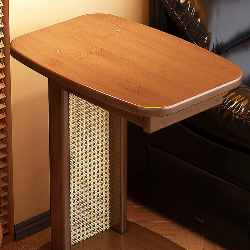 Modern Minimalist Bamboo MDF Weaving Movable Square End Table 2-Tier For Living Room