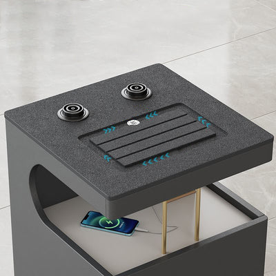 Modern Minimalist Plywood Basalt Turquoise Square Movable End Table 2-Tier For Living Room