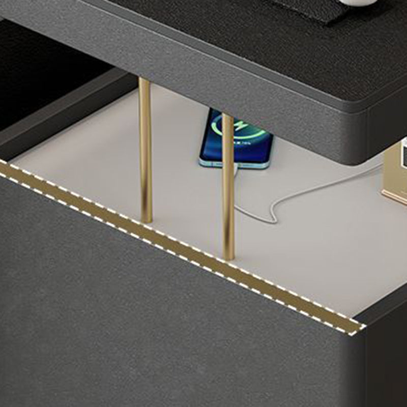 Modern Minimalist Plywood Basalt Turquoise Square Movable End Table 2-Tier For Living Room