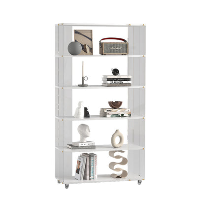 Modern Minimalist Acrylic Wood Rectangular Bookshelves 5-Tier For Home Office