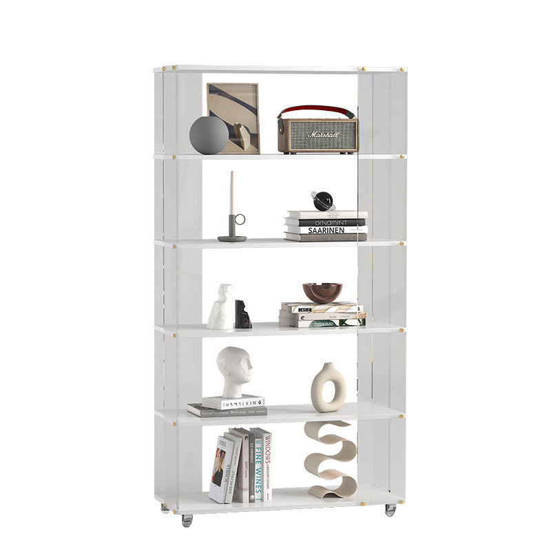 Modern Minimalist Acrylic Wood Rectangular Bookshelves 5-Tier For Home Office