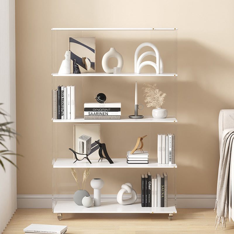 Modern Minimalist Acrylic Wood Rectangular Bookshelves 5-Tier For Home Office