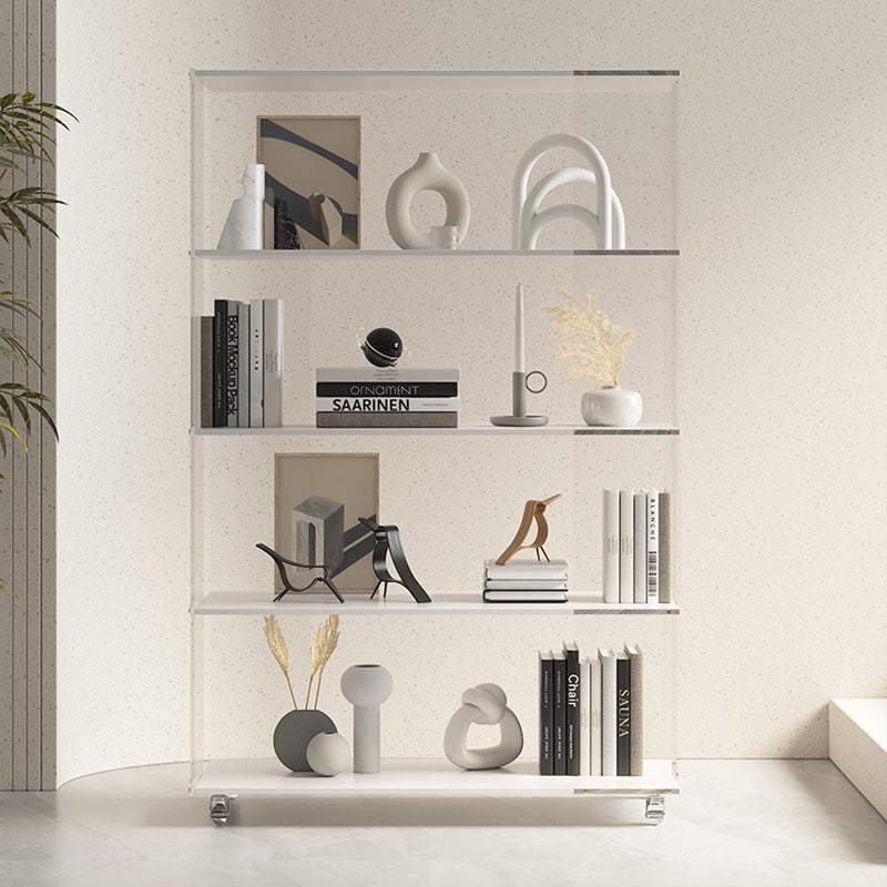 Modern Minimalist Acrylic Wood Rectangular Bookshelves 5-Tier For Home Office