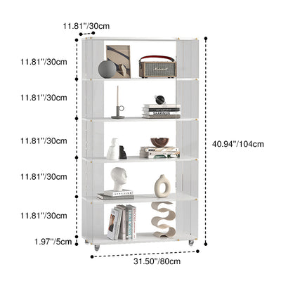 Modern Minimalist Acrylic Wood Rectangular Bookshelves 5-Tier For Home Office