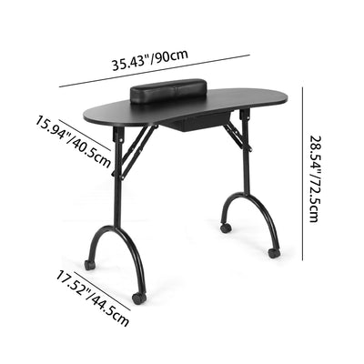 Modern Minimalist Oval Stainless Steel MDF Nail Desk 1-Drawer For Bedroom