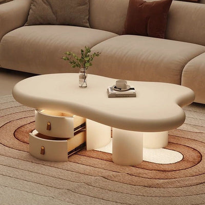 Table d'appoint en bois massif avec panneau de densité crème nuage minimaliste moderne à 1 niveau pour salon 