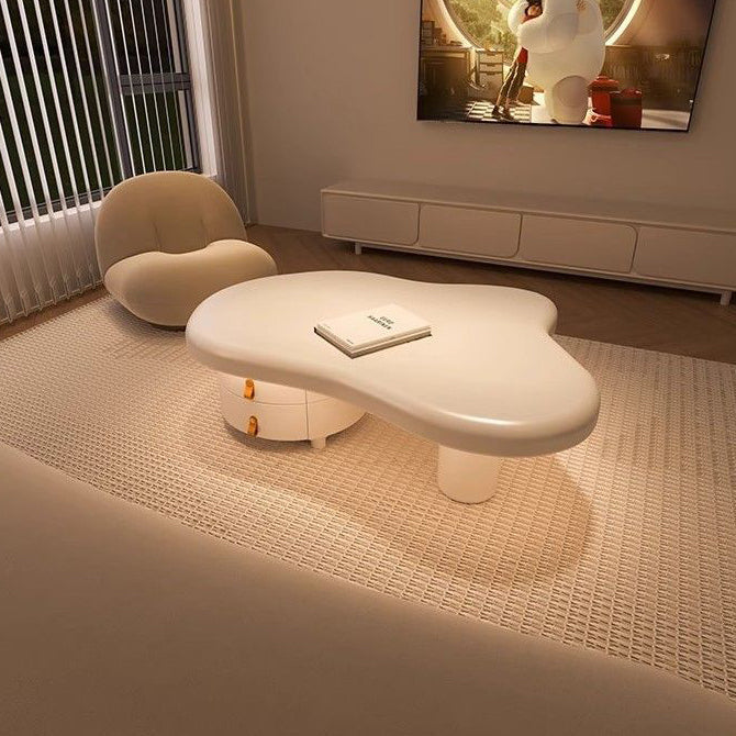 Moderner minimalistischer Wolkencreme-Dichte-Panel-Massivholz-Beistelltisch 1-stufig für das Wohnzimmer 