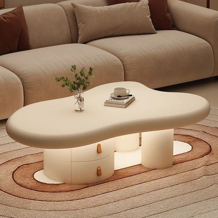 Moderner minimalistischer Wolkencreme-Dichte-Panel-Massivholz-Beistelltisch 1-stufig für das Wohnzimmer 