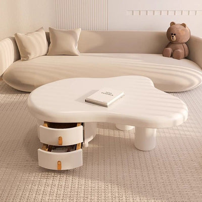 Table d'appoint en bois massif avec panneau de densité crème nuage minimaliste moderne à 1 niveau pour salon 