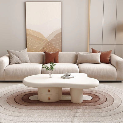 Table d'appoint en bois massif avec panneau de densité crème nuage minimaliste moderne à 1 niveau pour salon 