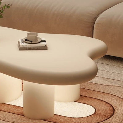 Table d'appoint en bois massif avec panneau de densité crème nuage minimaliste moderne à 1 niveau pour salon 