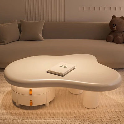 Table d'appoint en bois massif avec panneau de densité crème nuage minimaliste moderne à 1 niveau pour salon 