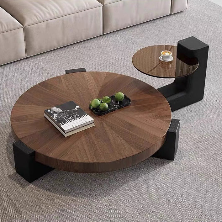 Zeitgenössischer skandinavischer runder quadratischer Beistelltisch aus Massivholz mit 1 Ebene für das Wohnzimmer 