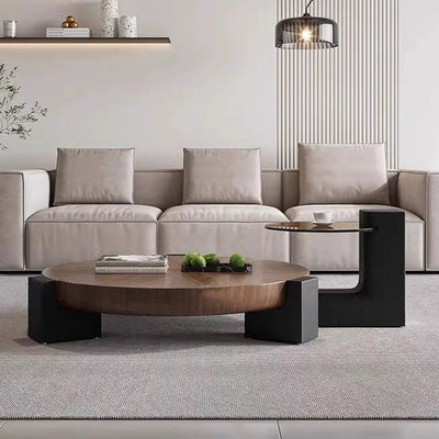 Zeitgenössischer skandinavischer runder quadratischer Beistelltisch aus Massivholz mit 1 Ebene für das Wohnzimmer 