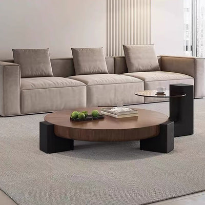 Zeitgenössischer skandinavischer runder quadratischer Beistelltisch aus Massivholz mit 1 Ebene für das Wohnzimmer 